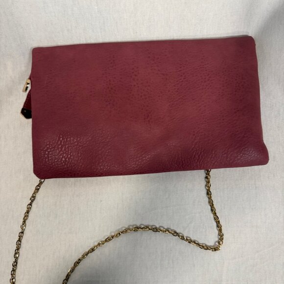 Mauve Crossbody Purse Convertible Clutch Detachable Strap Minimal Bag - Picture 8 of 8